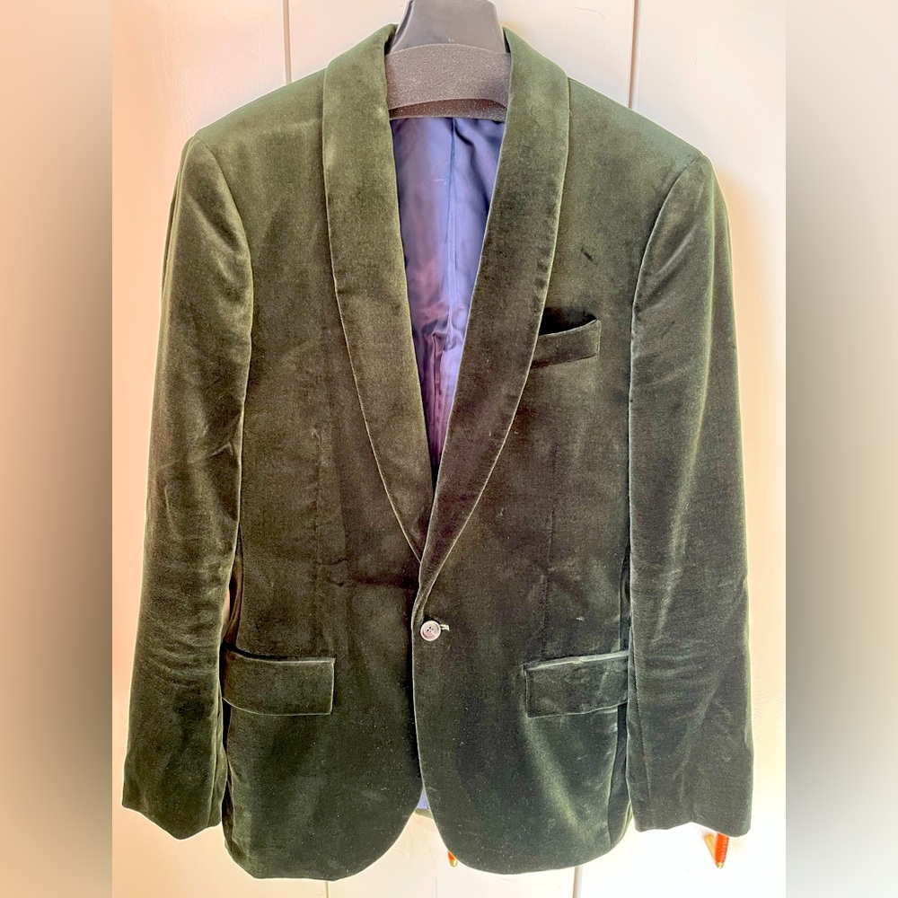 Green J. Crew velvet blazer